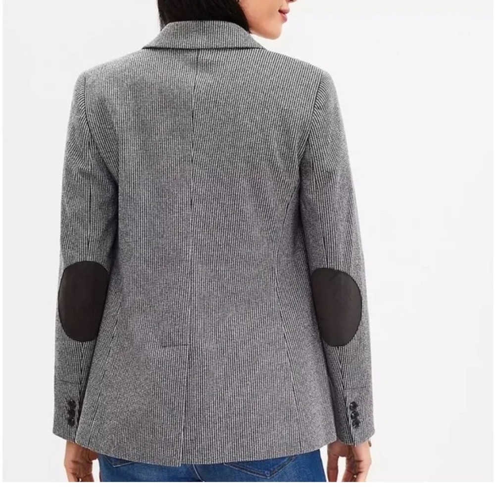 Ann Taylor Puppytooth Elbow Patch Blazer Houndstooth New 2 Career Office